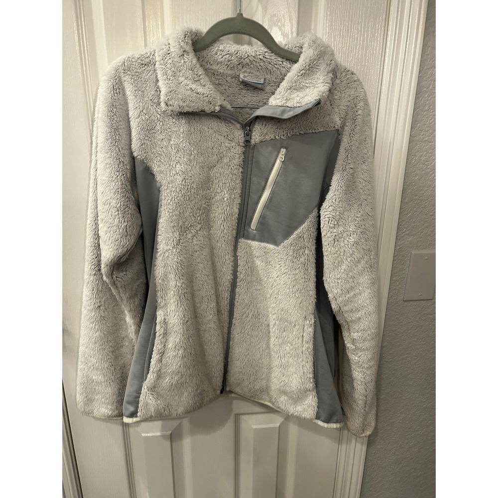 Columbia Fleece Jacket‎ Grey Full Zip Sherpa Hybrid Outdoor Coat Women's Large